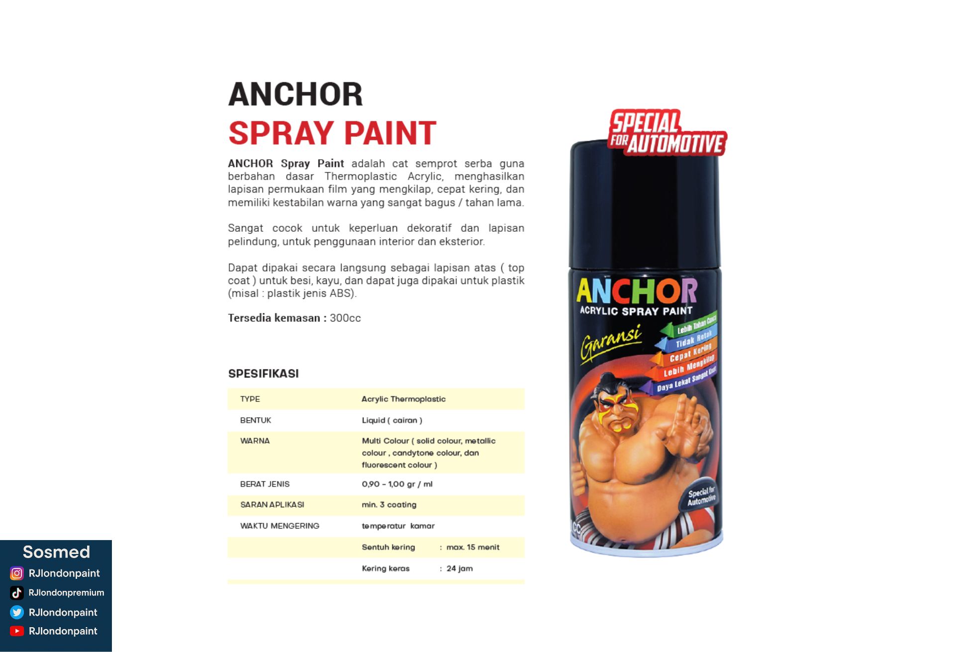 Cat Semprot Plastik ABS Anchor Spray Paint Spesialisasi Otomotif